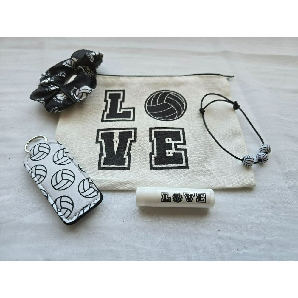 I Love Soccer Girls Sports Bag Scrunchie Bracelet Keychain Lip Balm